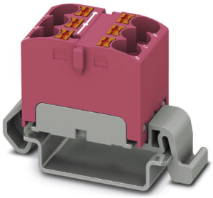 Verteilerblock, Push-in-Anschluss, 0,2-6,0 mm², 6-polig, 32 A, 6 kV, pink, 3273675
