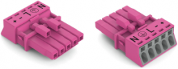 Buchse, 5-polig, Federklemmanschluss, 0,25-1,5 mm², pink, 890-285/082-000