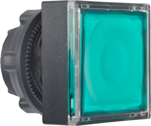 Drucktaster, tastend, Bund quadratisch, grün, Frontring schwarz, Einbau-Ø 22 mm, ZB5CW333