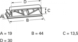 Befestigungssockel, Polyamid, lichtgrau, selbstklebend, (L x B x H) 44 x 19 x 13.5 mm
