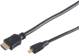 HDMI Kabel, HDMI Stecker Typ A auf HDMI Stecker Typ D, vergoldet, 1,5 m, schwarz