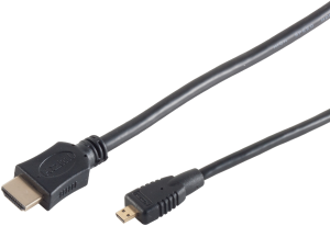 HDMI Kabel, HDMI Stecker Typ A auf HDMI Stecker Typ D, vergoldet, 0,5 m, schwarz