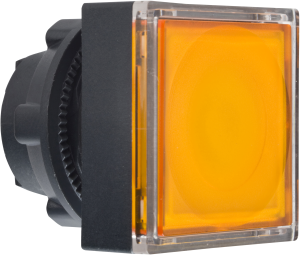 Drucktaster, tastend, Bund quadratisch, orange, Frontring schwarz, Einbau-Ø 22 mm, ZB5CW353