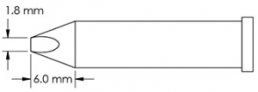 Lötspitze, Meißelform, (L x B) 6 x 1.8 mm, GT6-CH0018P