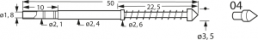 Hochstrom-Federkontakt mit Tastkop, Kegel, Ø 2.4 mm, Hub 8 mm, RM 4 mm, L 50 mm, F34004S350N260