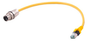 Sensor-Aktor Kabel, M12-Kabeldose, gerade auf RJ45-Kabelstecker, gerade, 8-polig, 1 m, PUR, gelb, 09487247756010