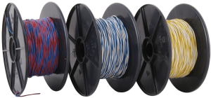 PVC-Schaltdraht, 2x0,5 mm², rot/blau, Außen-Ø 0,9 mm