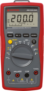 Digital-Multimeter AM-520-EUR, 10 A(DC), 10 A(AC), 600 VDC, 600 VAC, 10 pF bis 4000 µF, CAT II 1000 V, CAT III 600 V