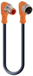 Sensor-Aktor Kabel, M12-Kabelstecker, abgewinkelt auf M12-Kabeldose, abgewinkelt, 4-polig, 1 m, schwarz, 60073