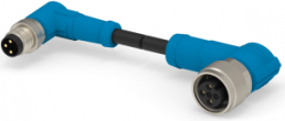 Sensor-Aktor Kabel, M8-Kabelstecker, abgewinkelt auf M12-Kabeldose, abgewinkelt, 3-polig, 0.5 m, PVC, schwarz, 3 A, T4052218003-001