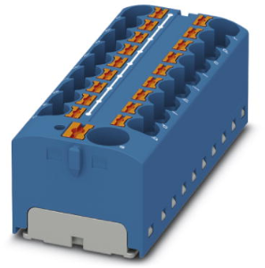 Verteilerblock, Push-in-Anschluss, 0,2-6,0 mm², 19-polig, 32 A, 6 kV, blau, 3273902