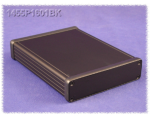 Aluminium-Druckguss Gehäuse, (L x B x H) 160 x 125 x 31 mm, schwarz (RAL 9005), IP54, 1455P1601BK