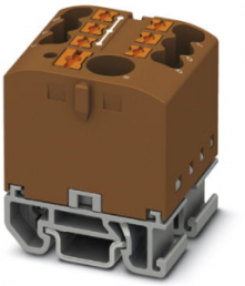 Verteilerblock, Push-in-Anschluss, 0,14-4,0 mm², 7-polig, 24 A, 8 kV, braun, 3274176