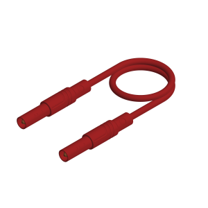Messleitung mit (4 mm Stecker, gefedert, gerade) auf (4 mm Stecker, gefedert, gerade), 0.25 m, rot, PVC, 1,0 mm², CAT III