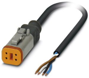 Sensor-Aktor Kabel, Kabeldose auf offenes Ende, 4-polig, 10 m, PUR, schwarz, 8 A, 1415011