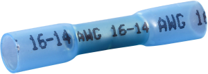 Stoßverbinder Set mit Wärmeschrumpfisolierung, 1,5-2,5 mm², AWG 16 bis 14, blau, 37 mm