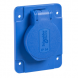 Schukosteckdose, blau, 2p+E, 10/16A, 250 V, für DE, IP54, 65x85mm