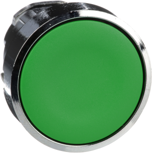 Drucktaster, unbeleuchtet, tastend, Bund rund, grün, Frontring silber, Einbau-Ø 22 mm, ZB4BA3
