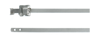 Kabelbinder mit Faltverschluss, lösbar, Edelstahl, (L x B) 230 x 5.26 mm, Bündel-Ø 20 bis 60 mm, schwarz, -80 bis 538 °C