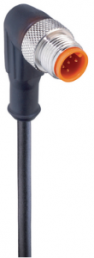 Sensor-Aktor Kabel, M12-Kabelstecker, abgewinkelt auf offenes Ende, 5-polig, 0.5 m, PUR, schwarz, 4 A, 107977