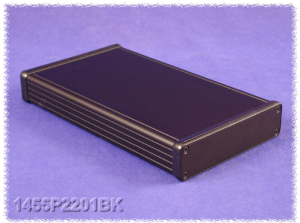 Aluminium Gehäuse, (L x B x H) 220 x 125 x 30 mm, schwarz (RAL 9005), IP54, 1455P2201BK