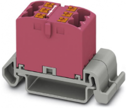 Verteilerblock, Push-in-Anschluss, 0,14-4,0 mm², 6-polig, 24 A, 8 kV, pink, 3273149