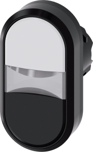Doppeldrucktaster, beleuchtbar, tastend, Bund oval, weiß/schwarz, Einbau-Ø 22.3 mm, 3SU1001-3AB61-0AA0