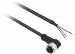 Sensor-Aktor Kabel, M8-Kabeldose, abgewinkelt auf offenes Ende, 4-polig, 2 m, PUR, schwarz, 4 A, XZCP1041L2