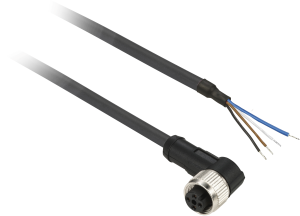 Sensor-Aktor Kabel, M8-Kabeldose, abgewinkelt auf offenes Ende, 4-polig, 10 m, PUR, schwarz, 4 A, XZCP1041L10