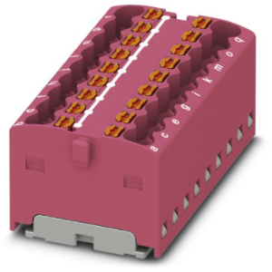 Verteilerblock, Push-in-Anschluss, 0,14-2,5 mm², 18-polig, 17.5 A, 6 kV, pink, 3002790