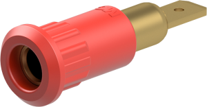 4 mm Buchse, Steckanschluss, Einbau-Ø 8.2 mm, rot, 64.3010-22