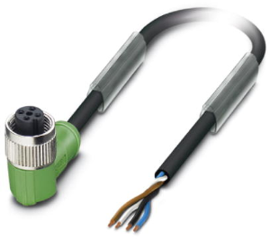 Sensor-Aktor Kabel, M12-Kabeldose, abgewinkelt auf offenes Ende, 4-polig, 1.5 m, PVC, schwarz, 4 A, 1415606