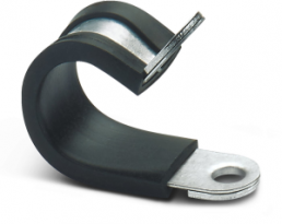 Kabelschelle, max. Bündel-Ø 14 mm, Stahl, verzinkt, schwarz/silber