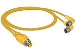 Sensor-Aktor Kabel, M12-Kabelstecker, gerade auf M12-Kabeldose, gerade, 4-polig, 0.6 m, TPU, gelb, 4 A, 9030