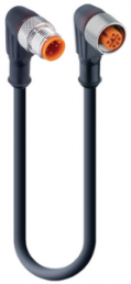 Sensor-Aktor Kabel, M12-Kabelstecker, abgewinkelt auf M12-Kabeldose, abgewinkelt, 4-polig, 0.6 m, PUR, schwarz, 4 A, 44096