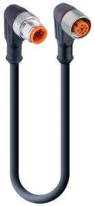 Sensor-Aktor Kabel, M12-Kabelstecker, abgewinkelt auf M12-Kabeldose, abgewinkelt, 4-polig, 2 m, PUR, schwarz, 4 A, 44205