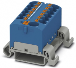 Verteilerblock, Push-in-Anschluss, 0,2-6,0 mm², 13-polig, 32 A, 6 kV, blau, 3273748