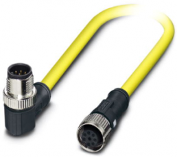 Sensor-Aktor Kabel, M12-Kabelstecker, abgewinkelt auf M12-Kabeldose, gerade, 8-polig, 0.5 m, PVC, gelb, 2 A, 1406096