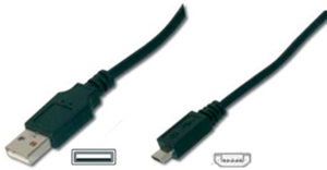USB 2.0 Adapterleitung, USB Stecker Typ A auf Micro-USB Stecker Typ B, 3 m, schwarz