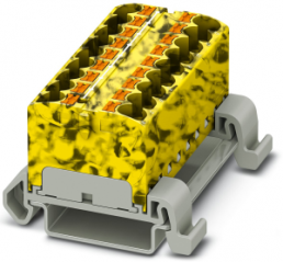 Verteilerblock, Push-in-Anschluss, 0,2-6,0 mm², 18-polig, 32 A, 6 kV, gelb/schwarz, 3273722