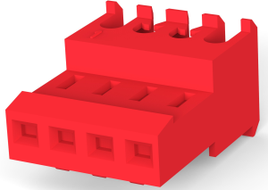 Buchsengehäuse, 4-polig, RM 2.54 mm, abgewinkelt, rot, 3-640620-4