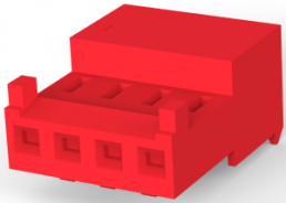 Buchsengehäuse, 4-polig, RM 2.54 mm, abgewinkelt, rot, 3-643813-4