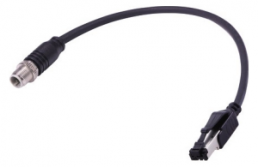 Sensor-Aktor Kabel, M12-Kabelstecker, gerade auf RJ45-Kabelstecker, gerade, 4-polig, 0.5 m, Elastomer, schwarz, 09480222011005