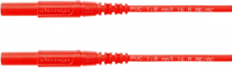 Messleitung mit (4 mm Stecker, gefedert, gerade) auf (4 mm Stecker, gefedert, gerade), 1 m, rot, PVC, 1,0 mm², CAT III