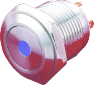 Drucktaster, 1-polig, silber, beleuchtet (rot), 2 A/36 V, Einbau-Ø 16 mm, IP65, PAV16NFS1C6N