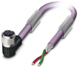 Sensor-Aktor Kabel, M12-Kabeldose, abgewinkelt auf offenes Ende, 2-polig, 5 m, PUR, violett, 4 A, 1403629