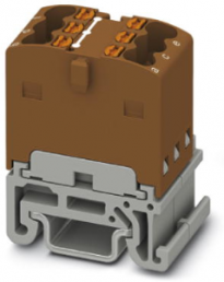 Verteilerblock, Push-in-Anschluss, 0,14-2,5 mm², 6-polig, 17.5 A, 6 kV, braun, 3002970