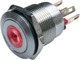 Drucktaster, 1-polig, rot, beleuchtet (rot), 0,5 A/24 V, Einbau-Ø 19 mm, IP66, MPI001/28/RD