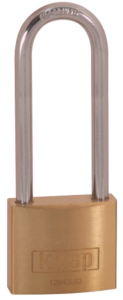 Vorhängeschloss, hoher Bügel, Stufe 4, Bügel (H) 63 mm, Messing, (B) 40 mm, K12040L63D