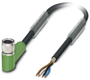 Sensor-Aktor Kabel, M8-Kabeldose, abgewinkelt auf offenes Ende, 4-polig, 1.5 m, PUR, schwarz, 4 A, 1521960